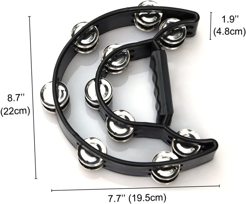 Bealuffe Tambourine Double Row Hand Held Percussion Tambourine with Metal Jingles for KTV Party (Black) - Image 4